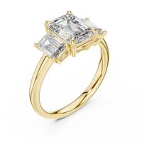 3ct TW Emerald Cut Lab-Grown Diamond Three Stone Ring in Yellow Gold — Verasah fine jewellery