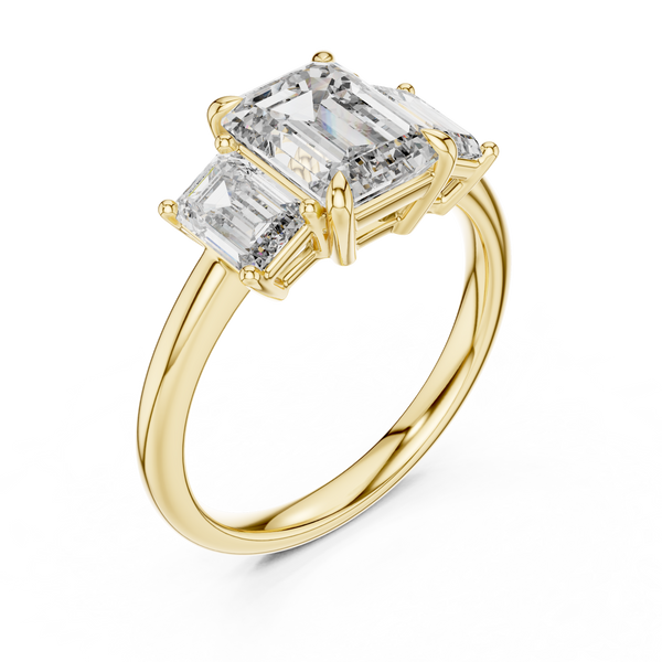 3ct TW Emerald Cut Lab-Grown Diamond Three Stone Ring