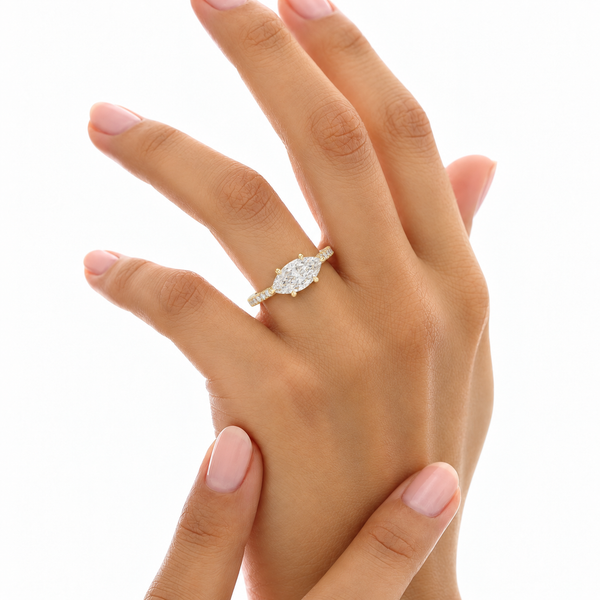 1.89ct TW Marquise Lab-Grown Diamond Pavé Solitaire Ring