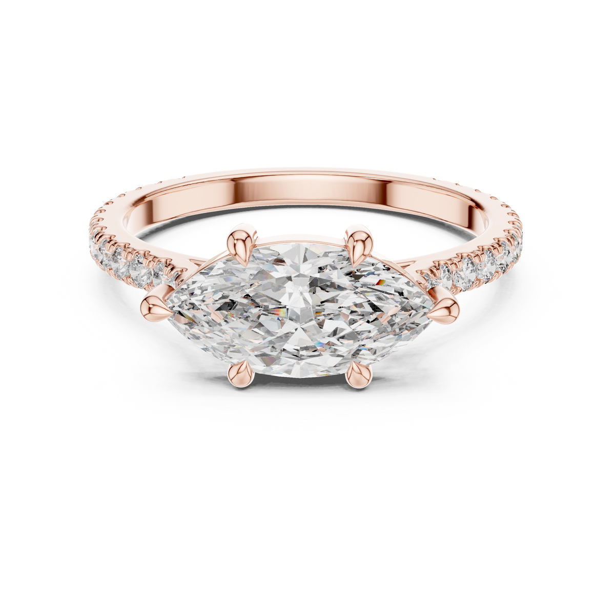 1.89ct TW Marquise Lab-Grown Diamond Pavé Solitaire Ring