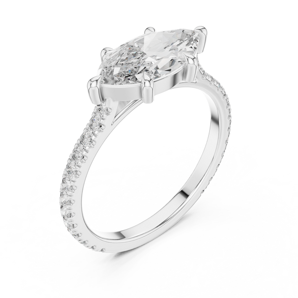 1.89ct TW Marquise Lab-Grown Diamond Pavé Solitaire Ring