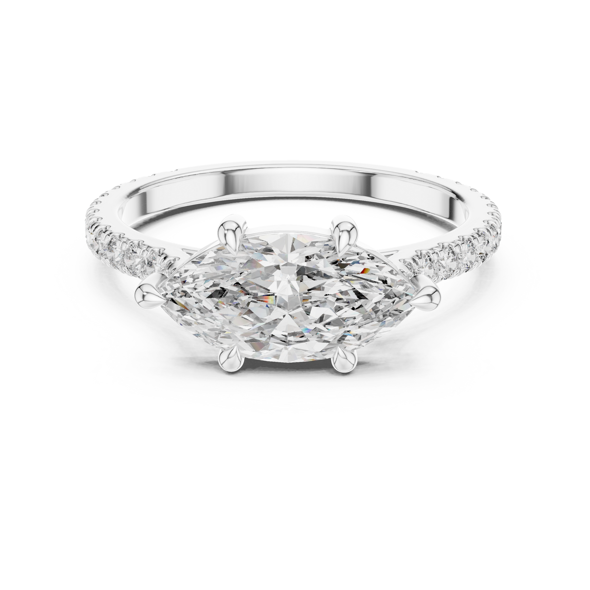 1.89ct TW Marquise Lab-Grown Diamond Pavé Solitaire Ring