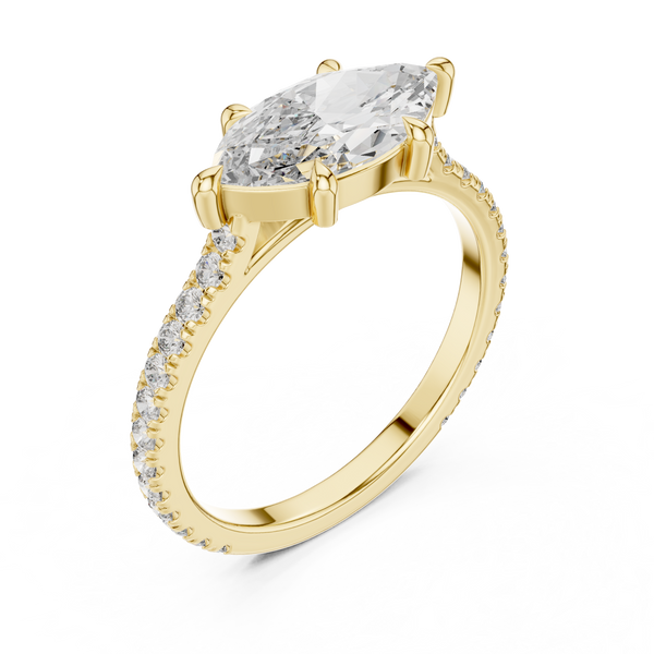 1.89ct TW Marquise Lab-Grown Diamond Pavé Solitaire Ring