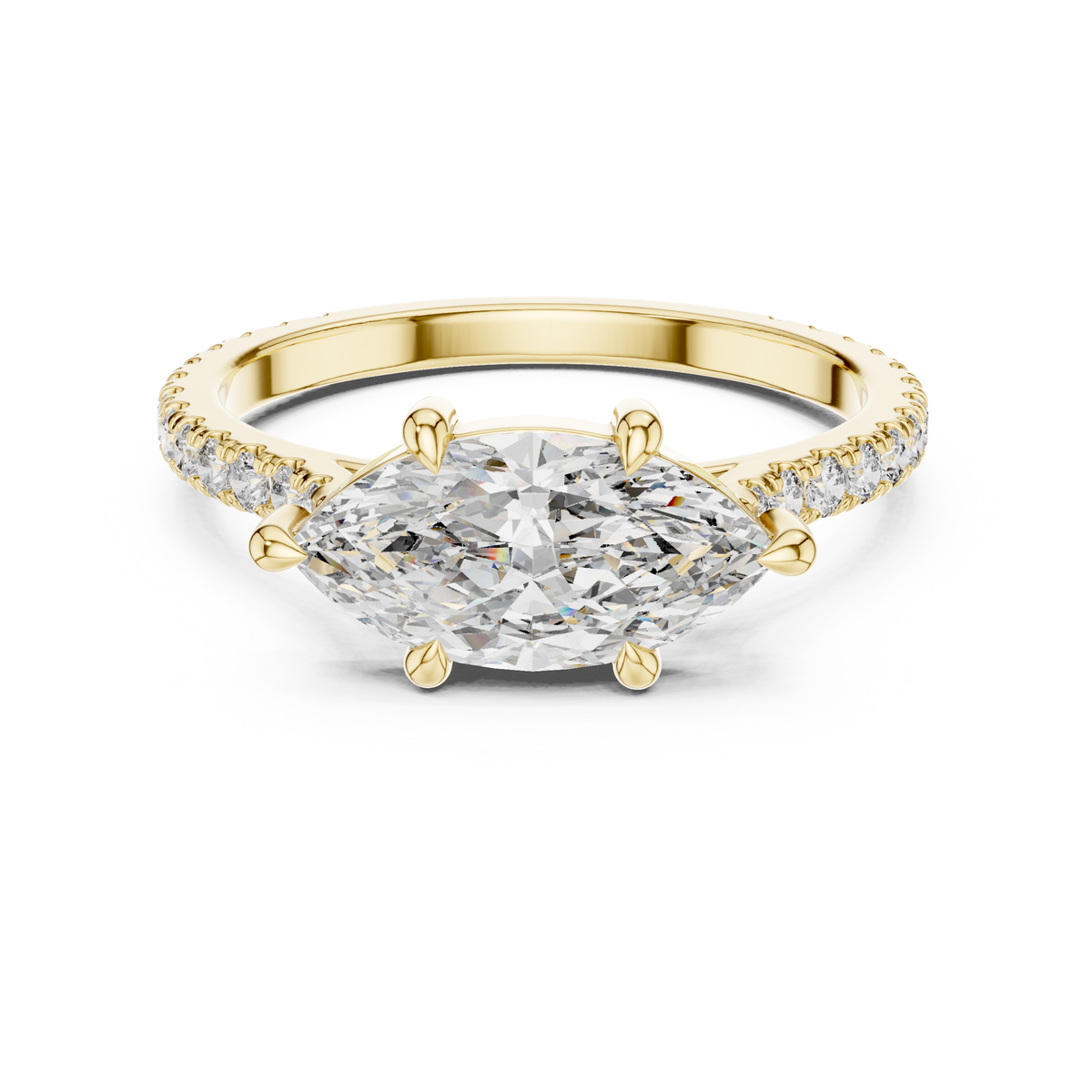 1.89ct TW Marquise Lab-Grown Diamond Pavé Solitaire Ring