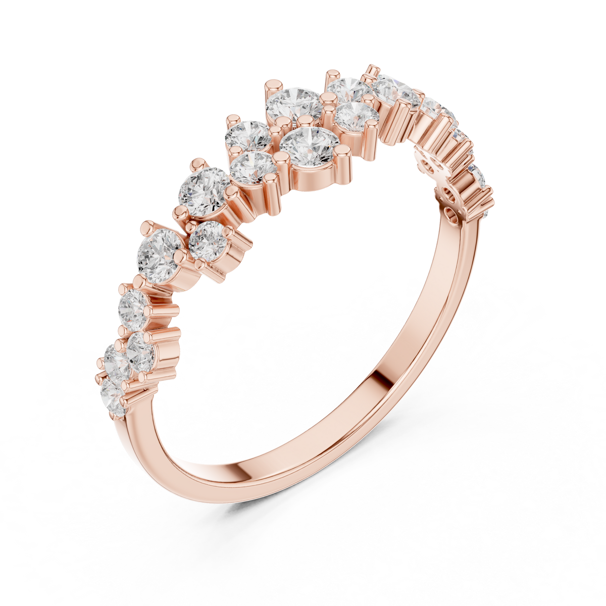 0.5ct TW Round Lab-Grown Diamond Scattered Half Eternity Ring