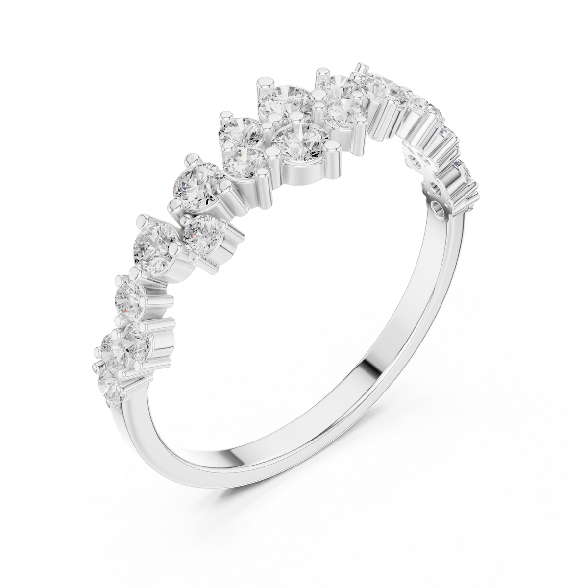 0.5ct TW Round Lab-Grown Diamond Scattered Half Eternity Ring