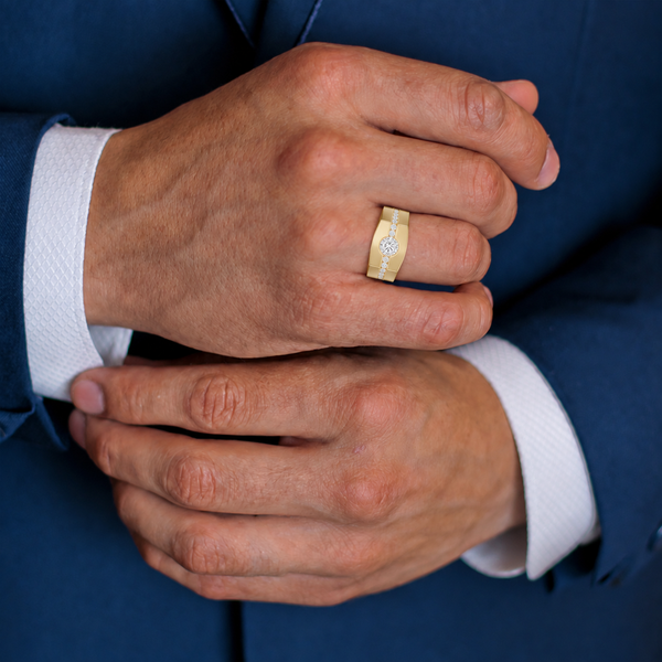 0.60ct TW Round Lab-Grown Diamond Men's Signet Ring