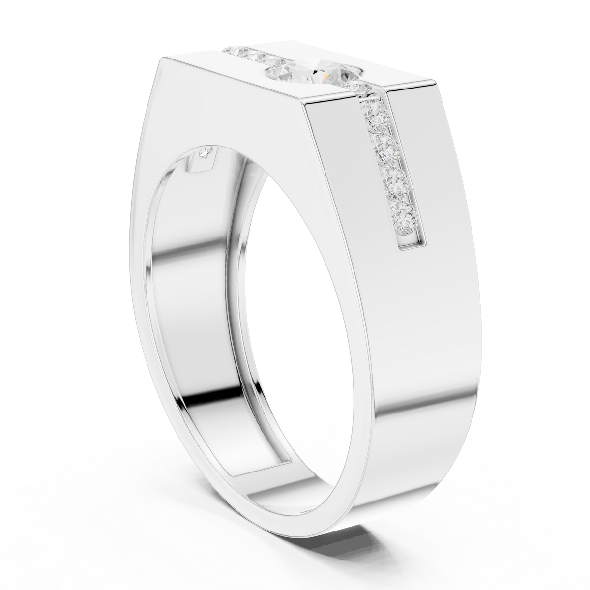 0.60ct TW Round Lab-Grown Diamond Men's Signet Ring