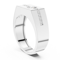 0.60ct TW Round Lab-Grown Diamond Men's Signet Ring in White Gold — Verasah fine jewellery