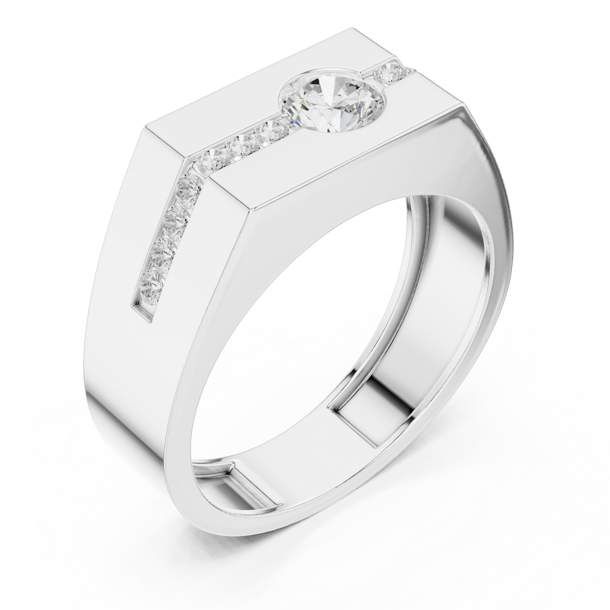 0.60ct TW Round Lab-Grown Diamond Men's Signet Ring