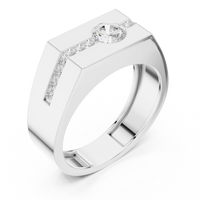 0.60ct TW Round Lab-Grown Diamond Men's Signet Ring in White Gold — Verasah fine jewellery