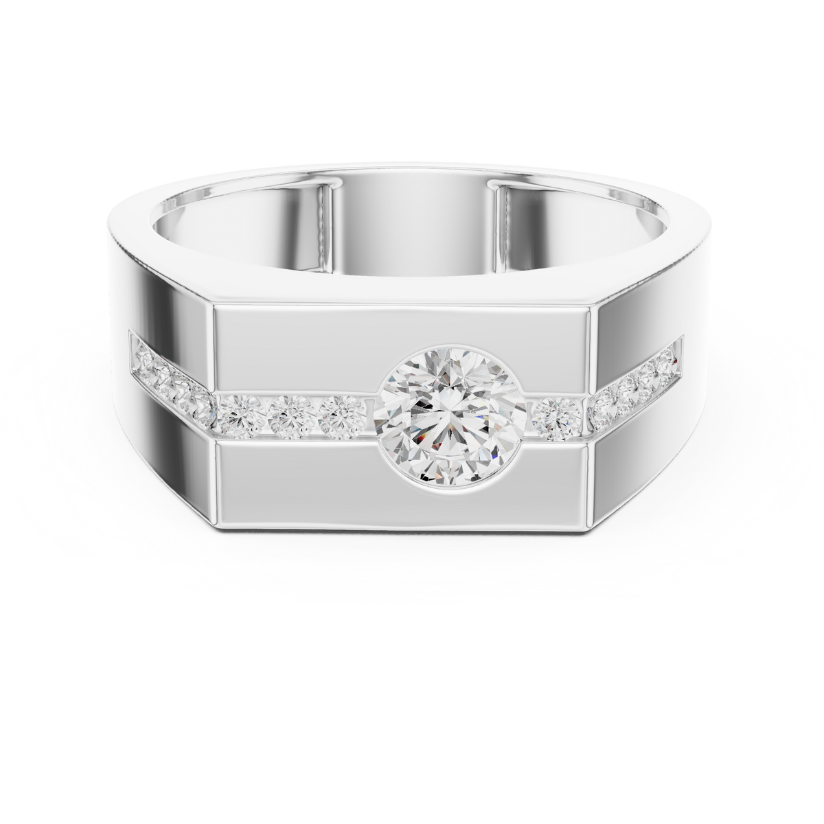 0.60ct TW Round Lab-Grown Diamond Men's Signet Ring