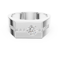 0.60ct TW Round Lab-Grown Diamond Men's Signet Ring in White Gold — Verasah fine jewellery