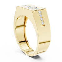 0.60ct TW Round Lab-Grown Diamond Men's Signet Ring in Yellow Gold — Verasah fine jewellery