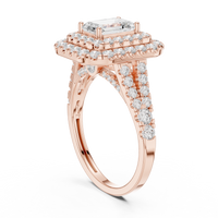 2.5ct TW Emerald Cut Lab-Grown Diamond Double Halo Ring in Rose Gold — Verasah fine jewellery