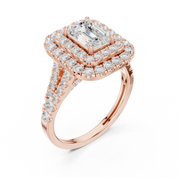 2.5ct TW Emerald Cut Lab-Grown Diamond Double Halo Ring in Rose Gold — Verasah fine jewellery