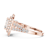 2.5ct TW Emerald Cut Lab-Grown Diamond Double Halo Ring in Rose Gold — Verasah fine jewellery