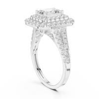 2.5ct TW Emerald Cut Lab-Grown Diamond Double Halo Ring in White Gold — Verasah fine jewellery