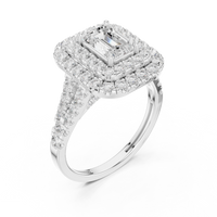 2.5ct TW Emerald Cut Lab-Grown Diamond Double Halo Ring in White Gold — Verasah fine jewellery