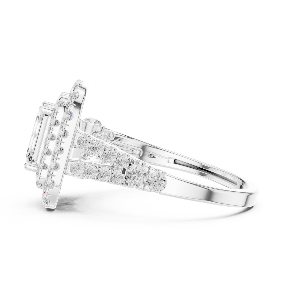 2.5ct TW Emerald Cut Lab-Grown Diamond Double Halo Ring