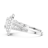 2.5ct TW Emerald Cut Lab-Grown Diamond Double Halo Ring in White Gold — Verasah fine jewellery