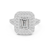 2.5ct TW Emerald Cut Lab-Grown Diamond Double Halo Ring in White Gold — Verasah fine jewellery