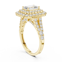 2.5ct TW Emerald Cut Lab-Grown Diamond Double Halo Ring in Yellow Gold — Verasah fine jewellery