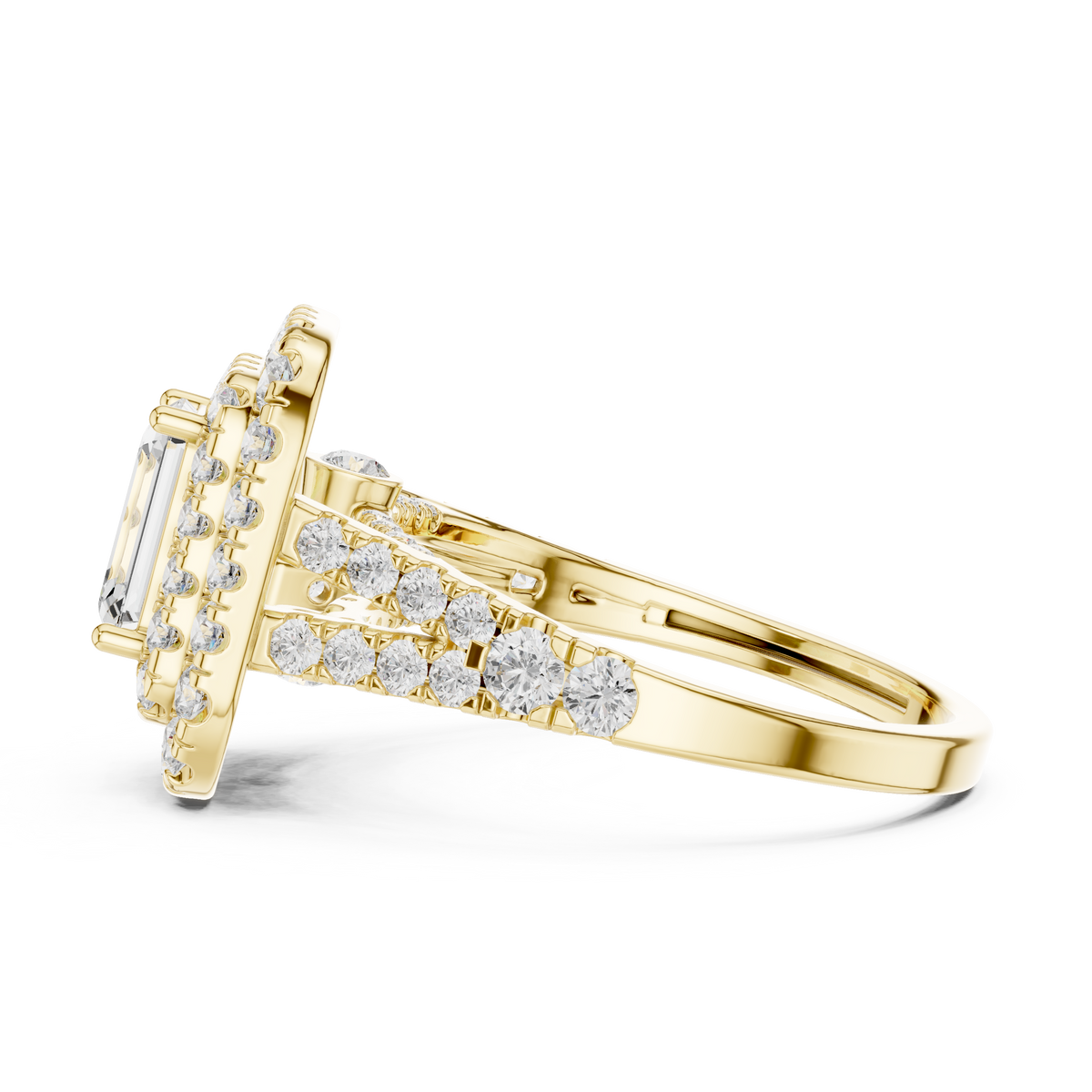 2.5ct TW Emerald Cut Lab-Grown Diamond Double Halo Ring