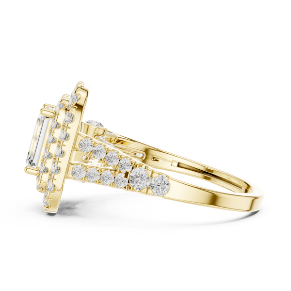 2.5ct TW Emerald Cut Lab-Grown Diamond Double Halo Ring