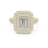 2.5ct TW Emerald Cut Lab-Grown Diamond Double Halo Ring in Yellow Gold — Verasah fine jewellery