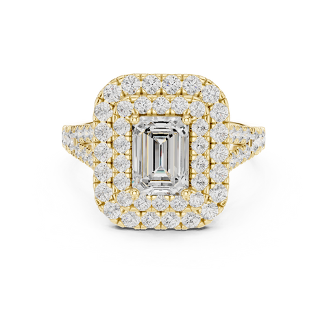 2.5ct TW Emerald Cut Lab-Grown Diamond Double Halo Ring