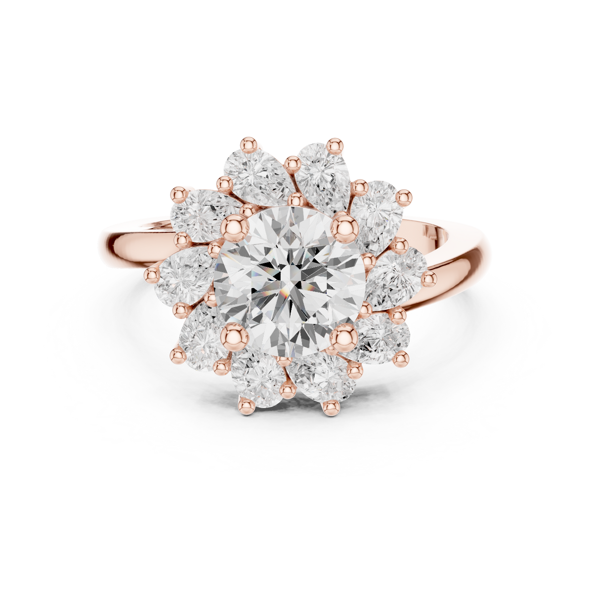 2.43ct TW Round Lab-Grown Diamond En Fleur Floral Ring