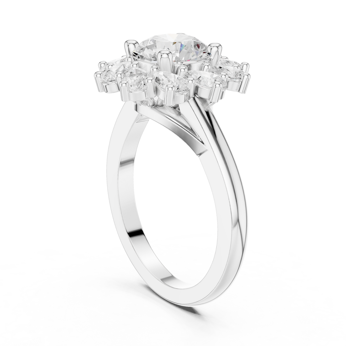 2.43ct TW Round Lab-Grown Diamond En Fleur Floral Ring