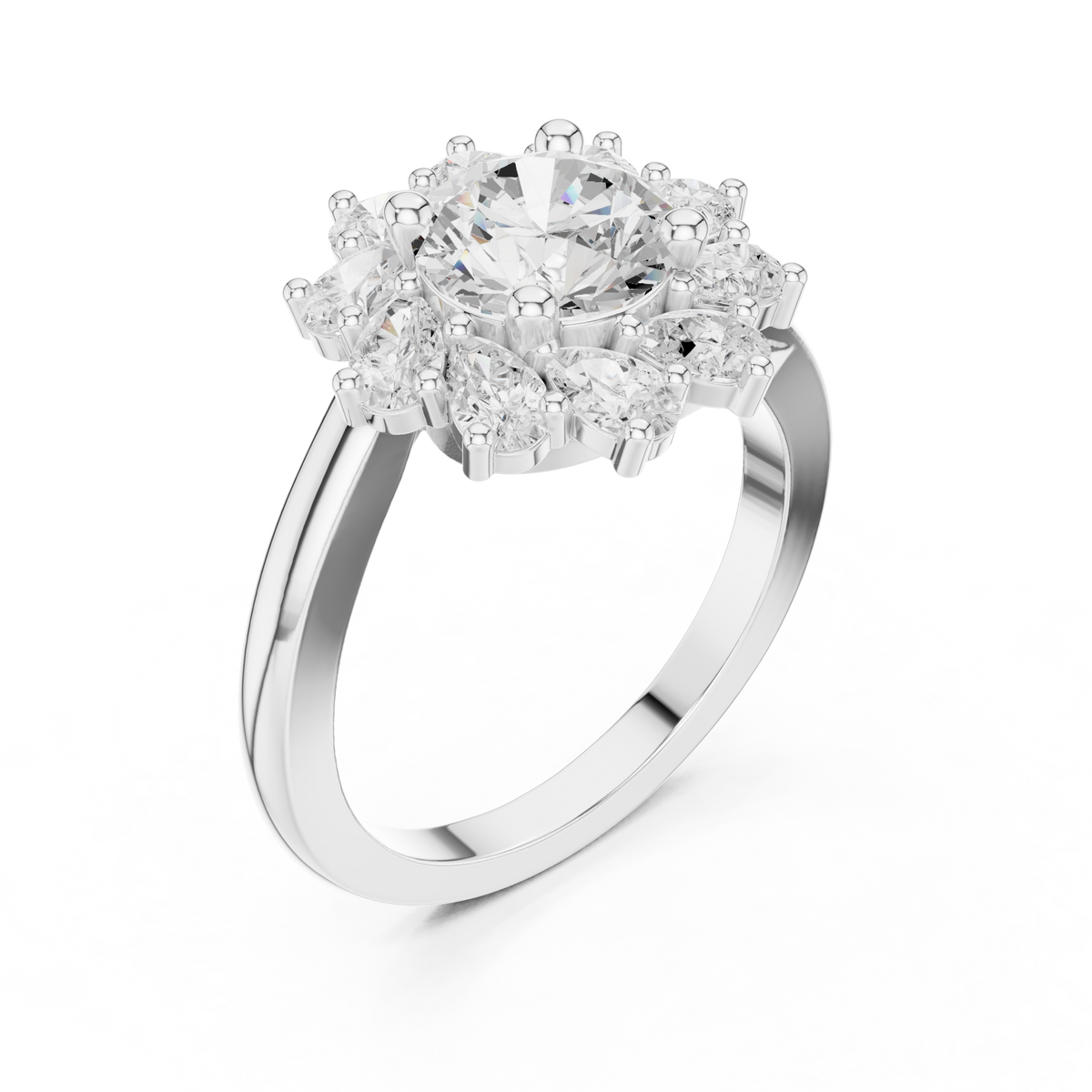 2.43ct TW Round Lab-Grown Diamond En Fleur Floral Ring