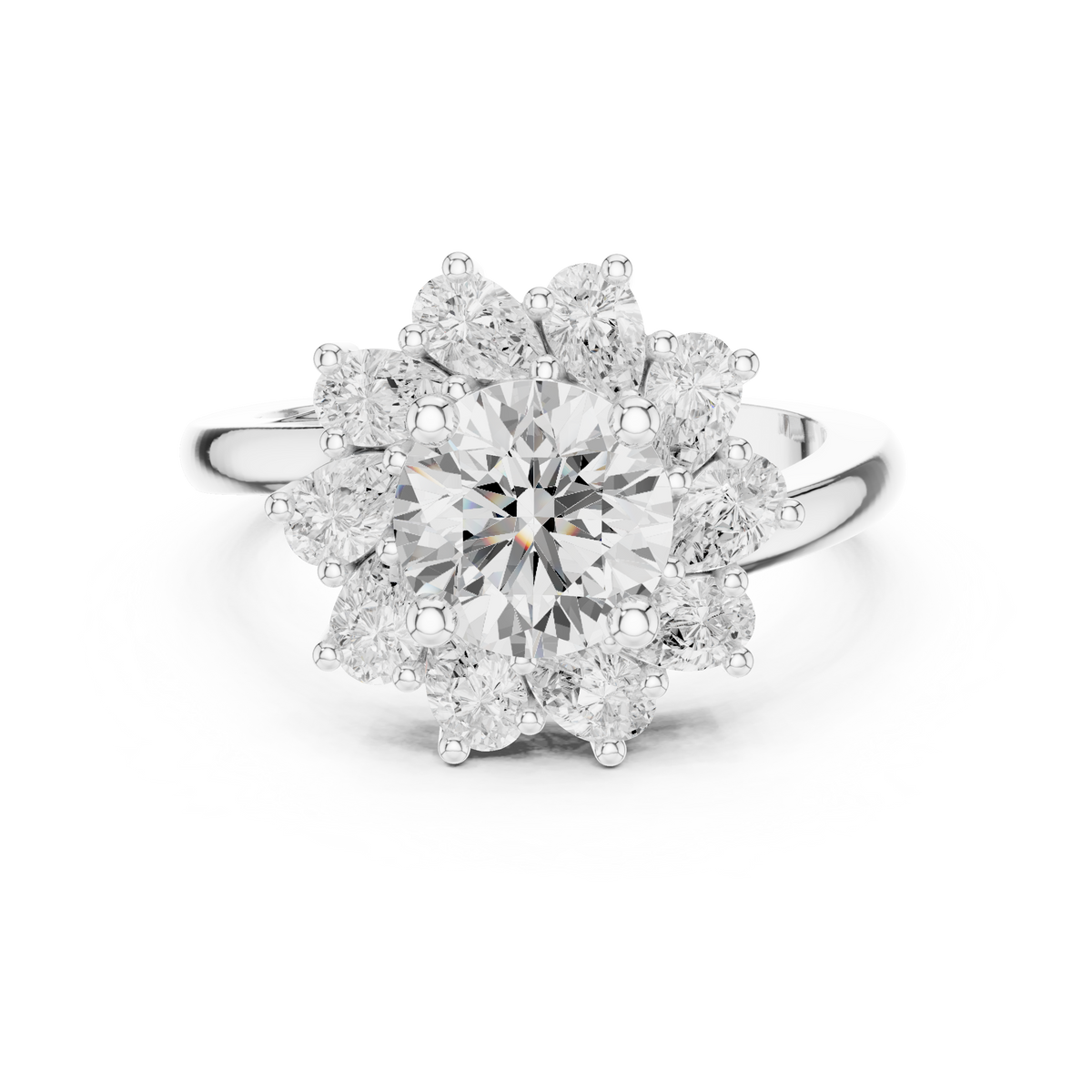 2.43ct TW Round Lab-Grown Diamond En Fleur Floral Ring