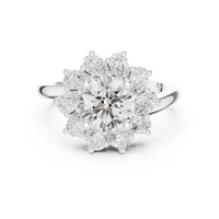 2.43ct TW Round Lab-Grown Diamond En Fleur Floral Ring in White Gold — Verasah fine jewellery