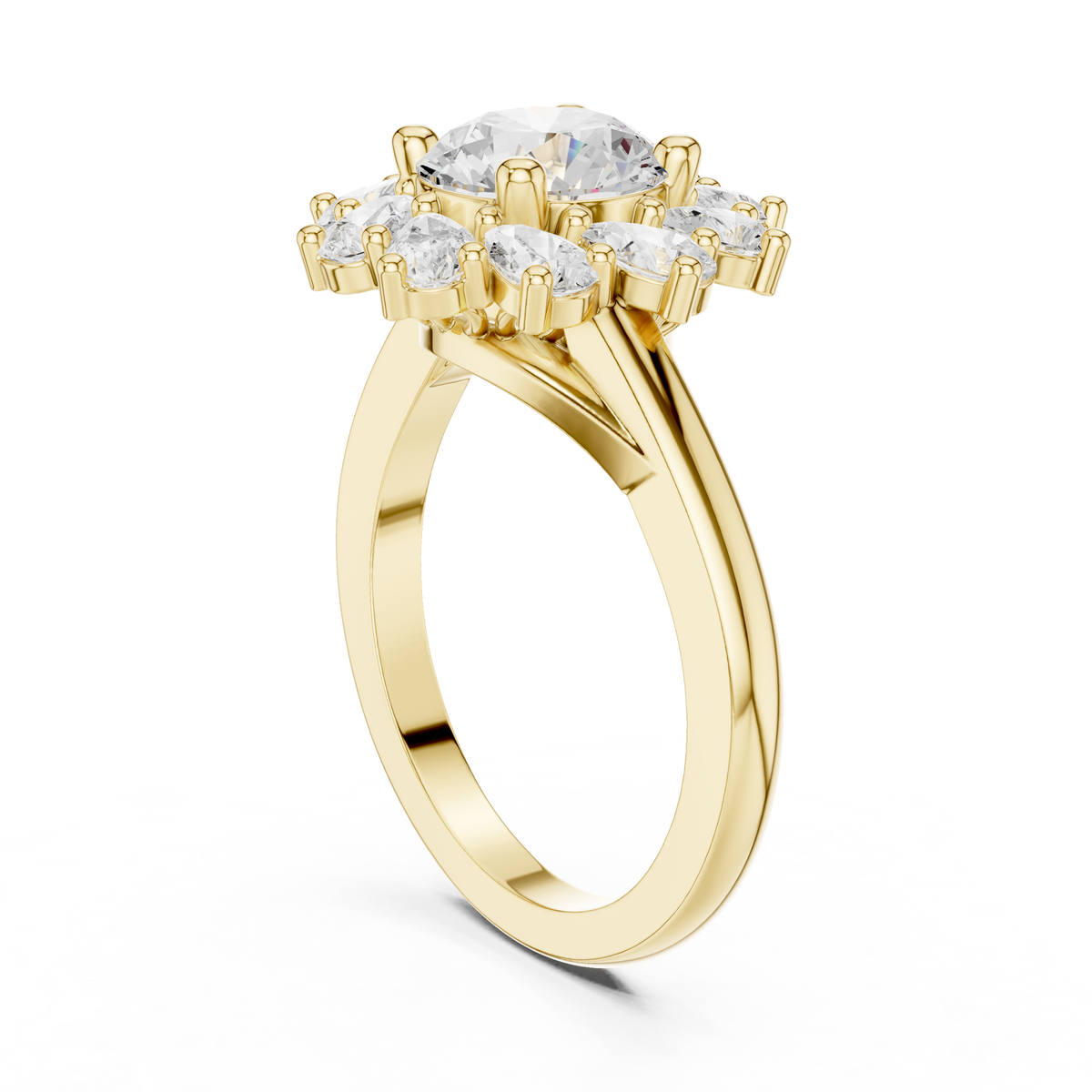 2.43ct TW Round Lab-Grown Diamond En Fleur Floral Ring