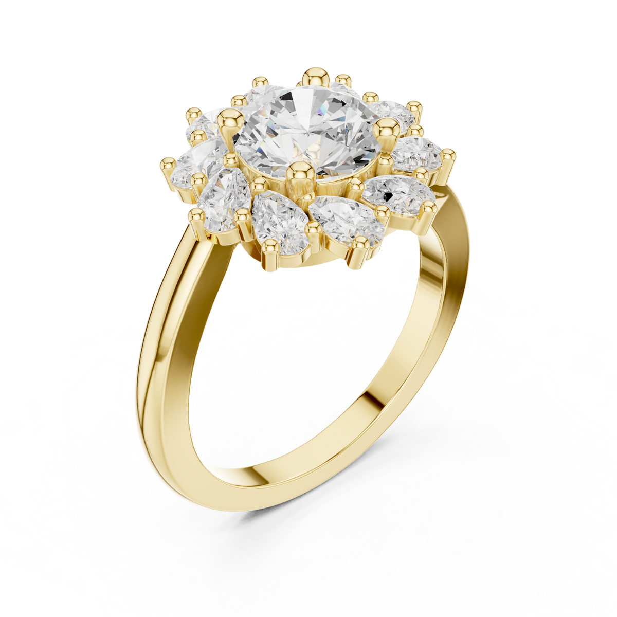 2.43ct TW Round Lab-Grown Diamond En Fleur Floral Ring