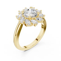 2.43ct TW Round Lab-Grown Diamond En Fleur Floral Ring in Yellow Gold — Verasah fine jewellery