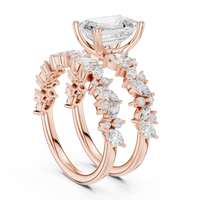 3ct TW Emerald Cut Lab-Grown Diamond Bridal Ring Set in Rose Gold — Verasah fine jewellery