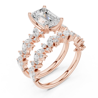 3ct TW Emerald Cut Lab-Grown Diamond Bridal Ring Set in Rose Gold — Verasah fine jewellery