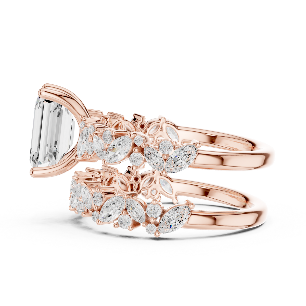 3ct TW Emerald Cut Lab-Grown Diamond Bridal Ring Set