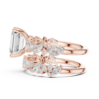 3ct TW Emerald Cut Lab-Grown Diamond Bridal Ring Set in Rose Gold — Verasah fine jewellery