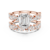 3ct TW Emerald Cut Lab-Grown Diamond Bridal Ring Set in Rose Gold — Verasah fine jewellery