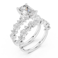 3ct TW Emerald Cut Lab-Grown Diamond Bridal Ring Set in White Gold — Verasah fine jewellery