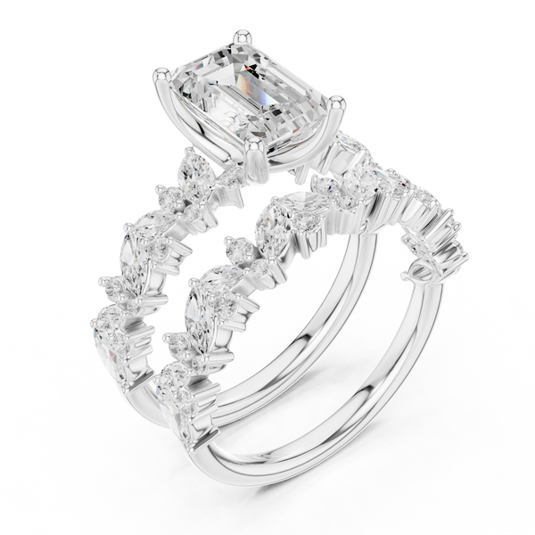 3ct TW Emerald Cut Lab-Grown Diamond Bridal Ring Set