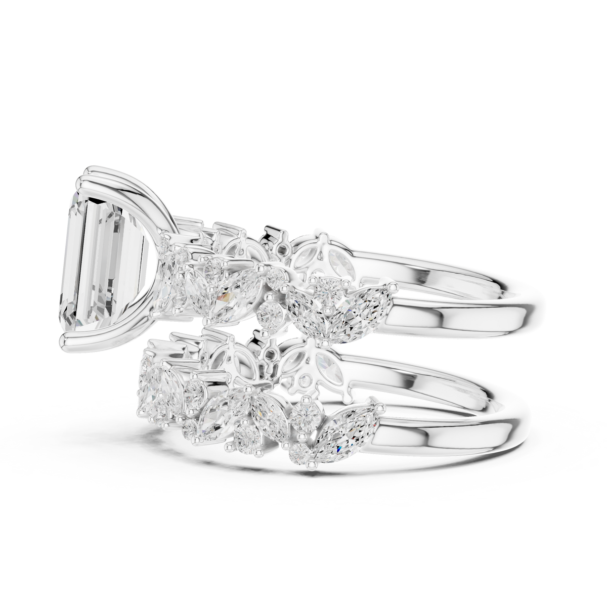 3ct TW Emerald Cut Lab-Grown Diamond Bridal Ring Set