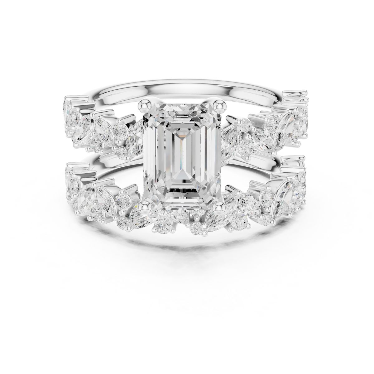 3ct TW Emerald Cut Lab-Grown Diamond Bridal Ring Set