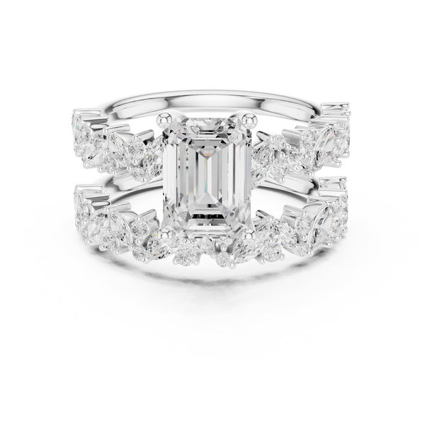 3ct TW Emerald Cut Lab-Grown Diamond Bridal Ring Set
