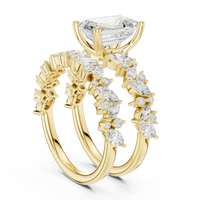 3ct TW Emerald Cut Lab-Grown Diamond Bridal Ring Set in Yellow Gold — Verasah fine jewellery